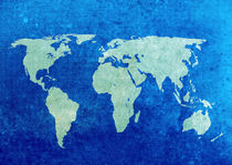 Blue World Map von Steve Ball