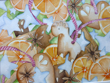 Malen-am-meer-weihnachten-lebkuchen-orangen-aquarell