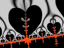 Rotes Fraktal mit schwarzen Herzen von Matthias Hauser