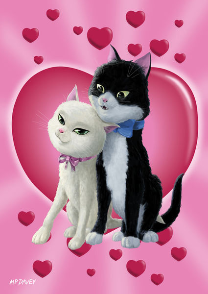 Romantic-cats-on-heart-design