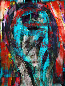 Abstract head in turquoise by Gabi Hampe