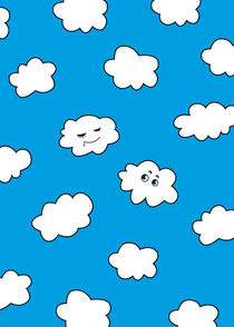 Blue Sky Happy Funny Clouds by Boriana Giormova