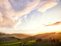 Picturesque Tuscany landscape at sunset by creativemarc