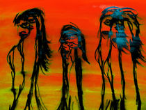 Three abstract women by Gabi Hampe