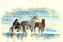 Horse Carriage on the Beach in Ireland von Miki de Goodaboom