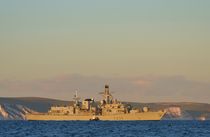 HMS Monmouth At Dusk by Malcolm Snook