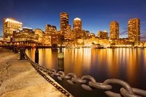 Boston, Massachusetts, USA skyline from Fan Pier at night by Sara Winter