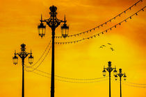 Brighton Seafront Streetlights At Sunset by Chris Lord