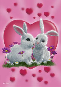 Romantic White Rabbits with Heart von Martin  Davey