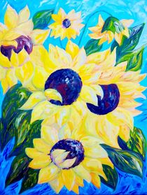 Sunflowers Bathed in Light by eloiseart