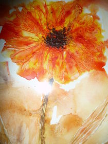 Die Sonnenanbeterin - Acrylmalerei - Gerbera - handgemalt - handemade Art von Heide Pfannenschwarz