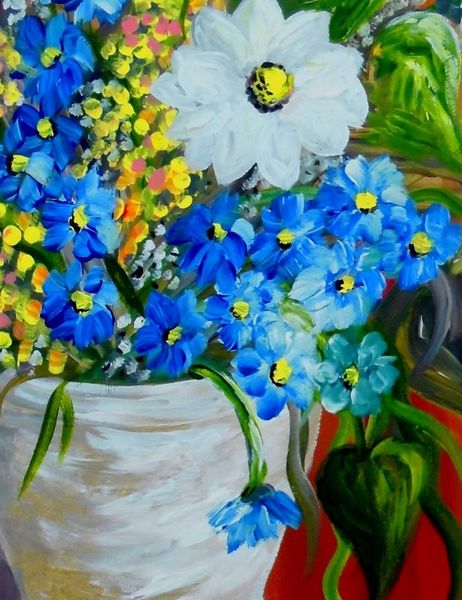 Flowers-in-a-white-vase