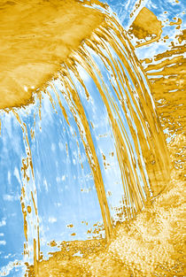 Waterfall in Blue and Gold by Sally White