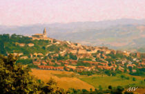Panoramic Landscape Painting of Italian Skyline von Maggie Vlazny