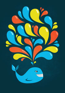 Dark Happy Cartoon Whale von Boriana Giormova
