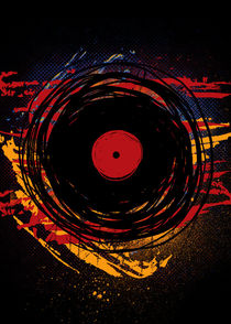 Vinyl Record Retro Grunge Paint - Music DJ! by Denis Marsili