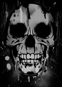 Cool Skull with Paint Drips - Black and White von Denis Marsili