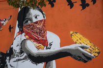 Mural young woman with corn. by Mel Surdin