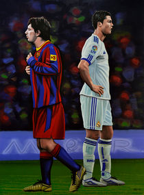 Lionel Messi and Cristiano Ronaldo painting von Paul Meijering