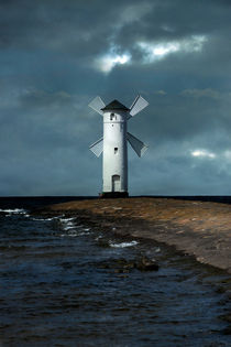White Lightouse on the coast by Jarek Blaminsky