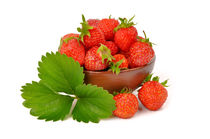 strawberry berry with green leaf  isolated on white background by larisa-koshkina