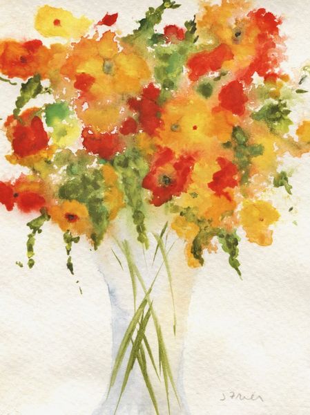 Yellow-orange-flower-vase