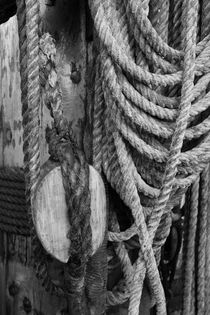 Coiled ropes and mast - monochrome by Intensivelight Panorama-Edition