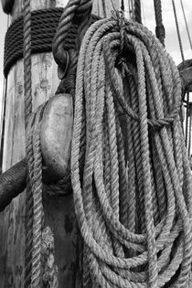 Coiled ropes on a tall ship - monochrome by Intensivelight Panorama-Edition