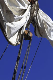 Reefed sail on a tall ship and blue sky by Intensivelight Panorama-Edition