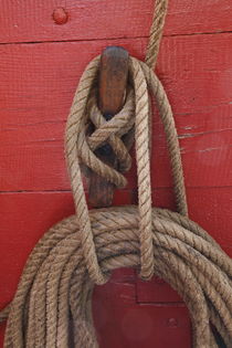 Ropes tied around a belaying pin by Intensivelight Panorama-Edition