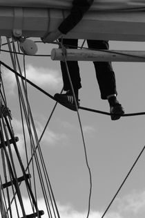 Sailor in the rigging of a brig - monochrome by Intensivelight Panorama-Edition
