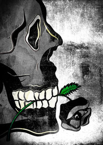 Skull with Black Rose by Denis Marsili