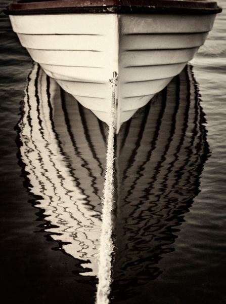 Boat-reflection-bw