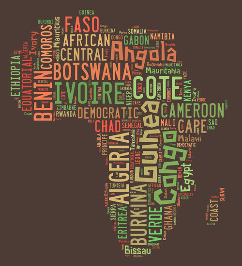 Africa-typography-countries-map