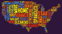 United States of America Map Star Spangled Banner Typography  by Florian Rodarte