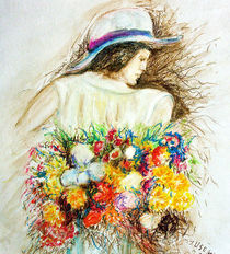 Frau mit Blumenstrauß von Irina Usova