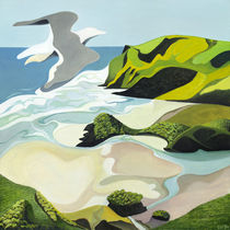 Gull Over Anawhata by Guy Harkness