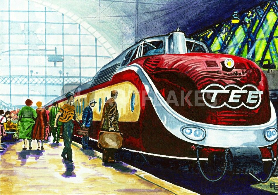 pot barst Diplomatieke kwesties Eisenbahn, Trans Europ Express, TEE" Painting art prints and posters by  anel - ARTFLAKES.COM