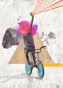 Rainbow child riding a bike von Mihalis Athanasopoulos