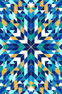Triangles 2 abstract tribal blue pattern von Mihalis Athanasopoulos