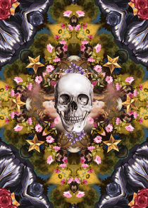 Floral abstract rennaisance collage with a skull by Mihalis Athanasopoulos