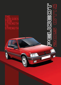 Peugeot 205 GTI Poster Illustration by Russell  Wallis