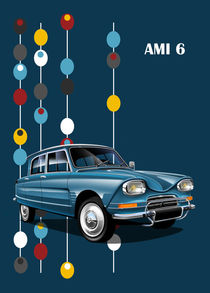 Citroen Ami 6 Poster Illustration by Russell  Wallis