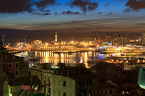 Genova and the port at evening by Antonio Scarpi