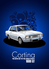 Ford Cortina 1600GT Poster illustration by Russell  Wallis