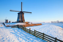 Dutch windmills in winter by Sara Winter