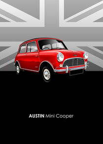 Austin Mini cooper Poster Illustration by Russell  Wallis