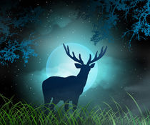 Moonlight Elk by Peter  Awax