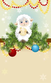 Christmas background with a little lamb  von larisa-koshkina