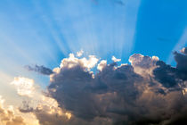 Clouds In The Blue Sky and Sun Rays by moonbloom